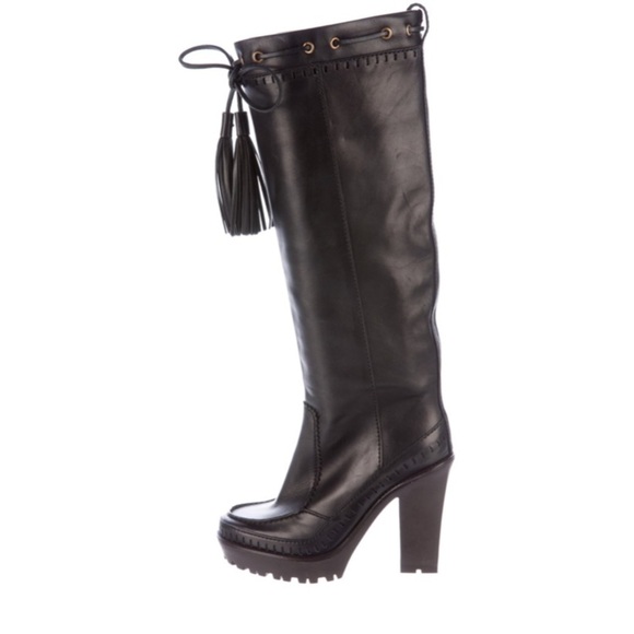 Yves Saint Laurent Leather High Tassel Boots - Picture 1 of 6